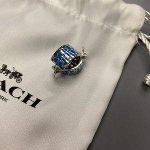Coach hoop earrings silver & blue classic C style